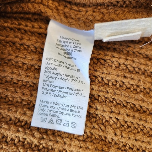 Madewell Mock neck Ribbed Brown Chunky Knit Sweater Balloon Sleeve Women's sz XS - Picture 5 of 5